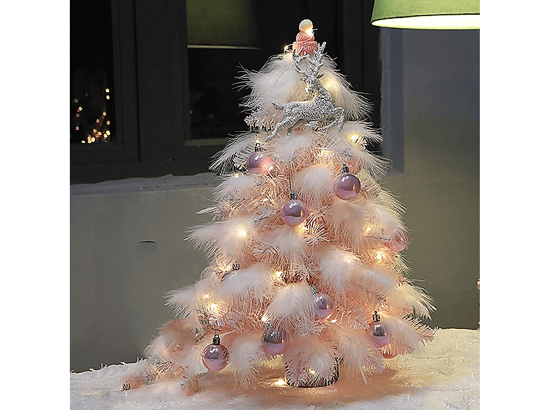 COZEVDNT Mini Tisch-Weihnachtsbaum - Dekoration Holzornamenten Rosa mit Weihnachtsdeko