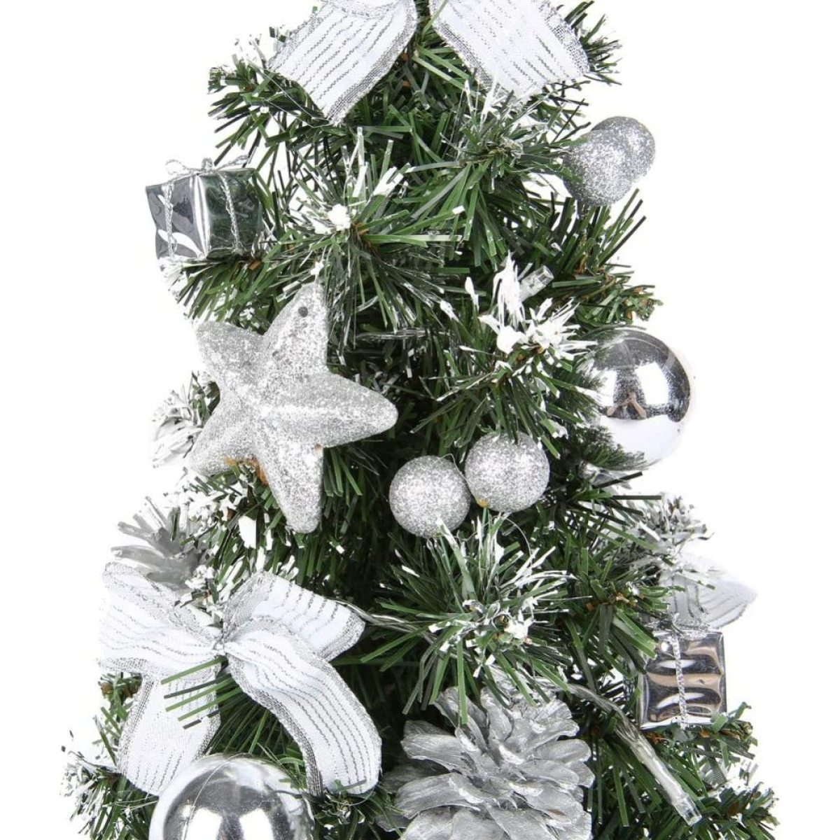 Weihnachtsbaum Silber und Beleuchtung COZEVDNT mit Mini Baumschmuck Weihnachtsdeko,