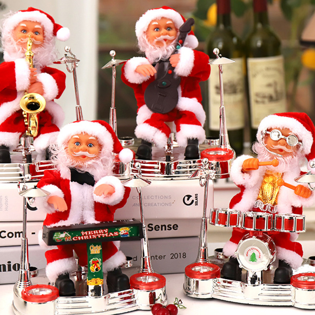 Vintage Decor COZEVDNT Christmas Rot Santa Saxophone Dancing for Claus Kids - Weihnachtsdeko,