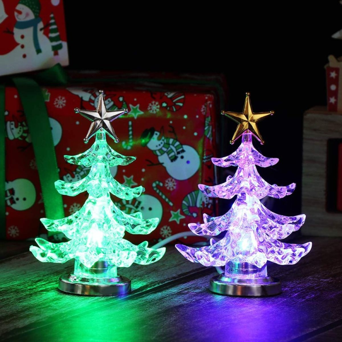 COZEVDNT Weihnachtsbaum Nachtlichter - Silber Dekoration USB-LED Weihnachtsdeko