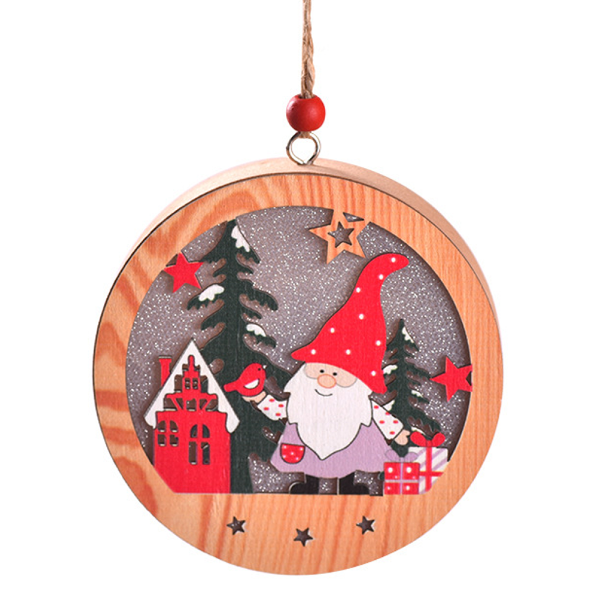 Christmas - Pendant Santa Light Weihnachtsdeko, with Claus Ornament COZEVDNT Hanging Wooden Mehrfarbig