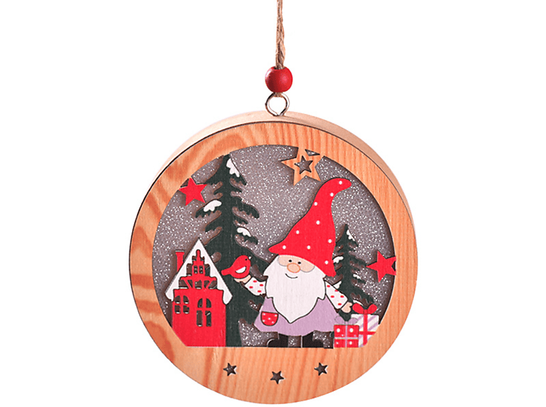 COZEVDNT Santa Claus Pendant - Wooden Christmas Ornament with Hanging Light Weihnachtsdeko, Mehrfarbig