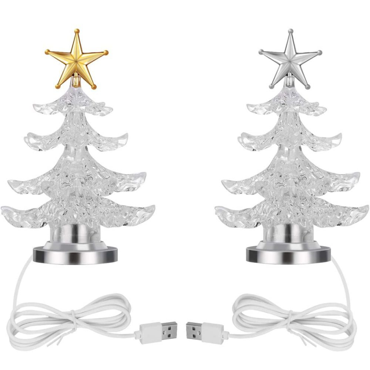 COZEVDNT Silber Weihnachtsdeko, Dekoration Nachtlichter Weihnachtsbaum - USB-LED