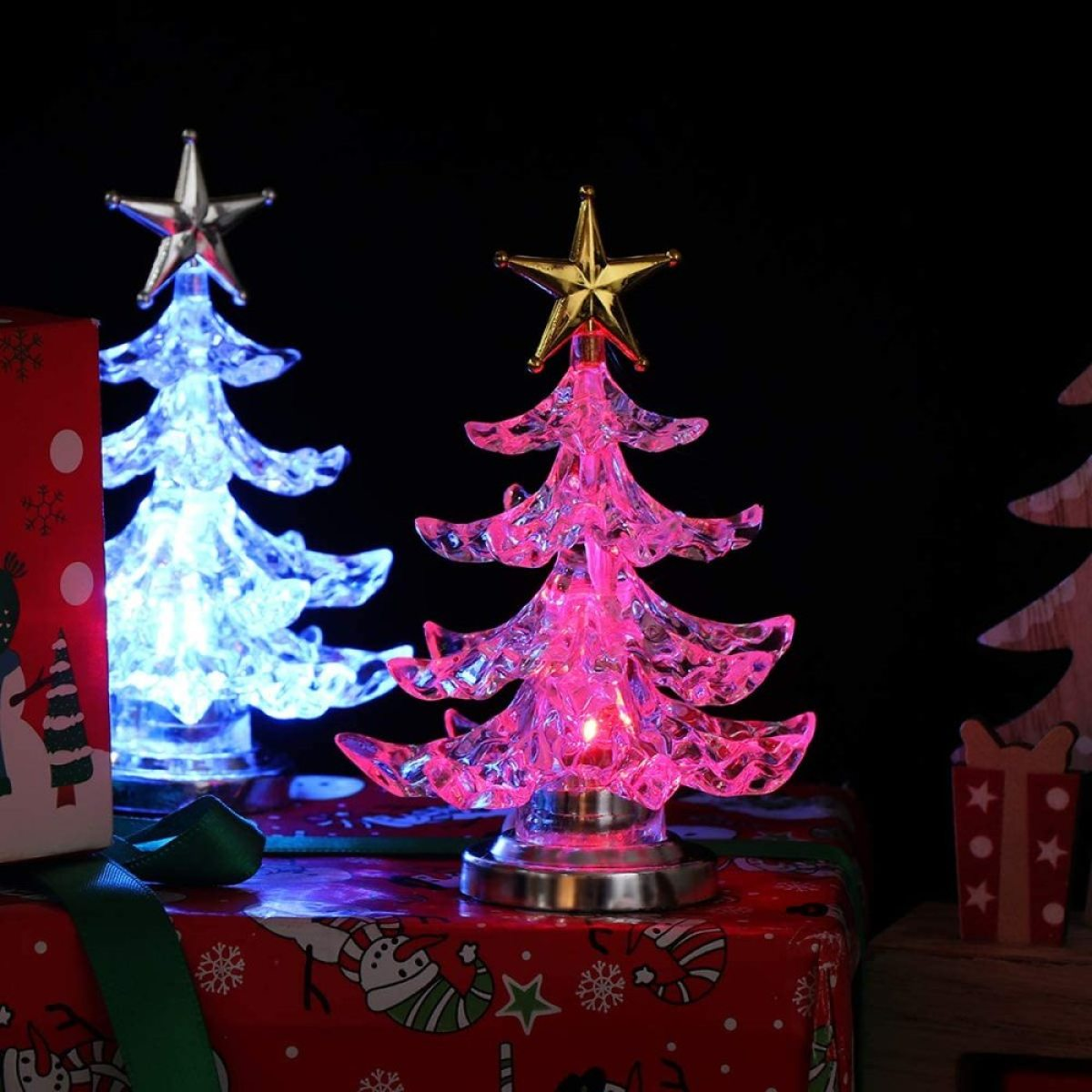 COZEVDNT Weihnachtsbaum Nachtlichter - USB-LED Weihnachtsdeko, Dekoration Silber