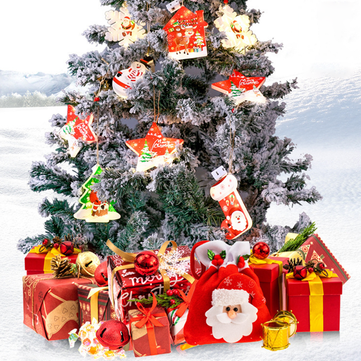 COZEVDNT Christmas Rot Weihnachtsdeko, for Ornaments LED Decoration Hanging Tree