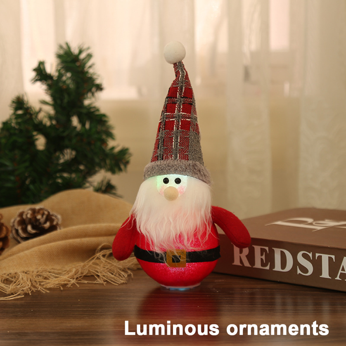 Light Desktop Weihnachtsdeko, Night Christmas Decorative Rot Ornament Mini - Glowing COZEVDNT