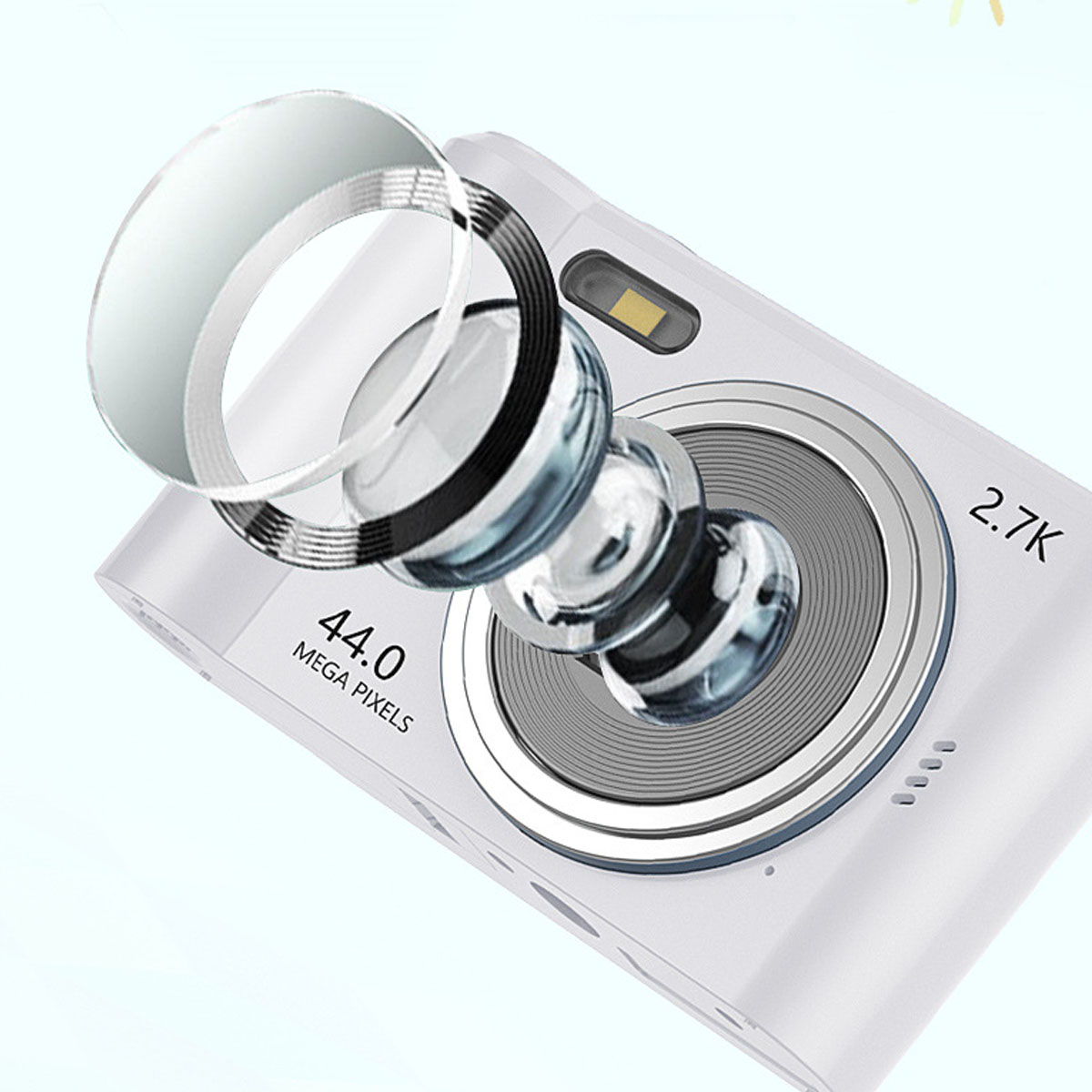 SYNTEK Kamera Weiß HD Digitalkamera Smart Täglich weiß, 8x LCD- Kamera Tragbar Reisen Zoom Digitalkamera