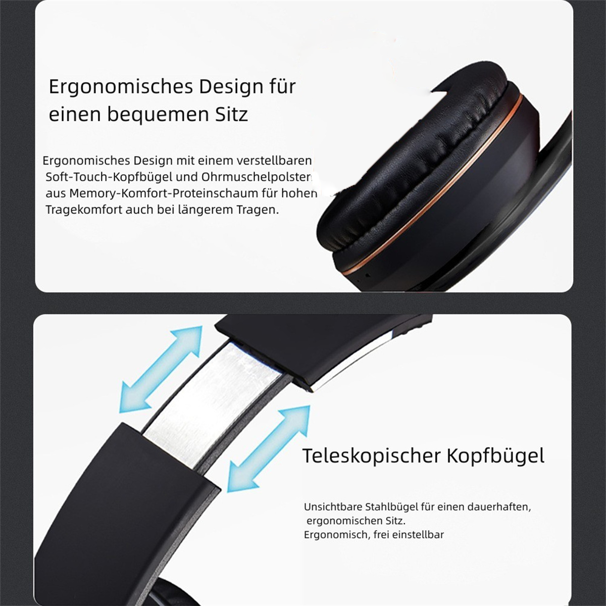 Stirnband Kopfhörer Over-ear SYNTEK schwarz Bluetooth Bass Bluetooth Laufen Sport Drahtloses Kopfhörer Bluetooth-Headset Bass,