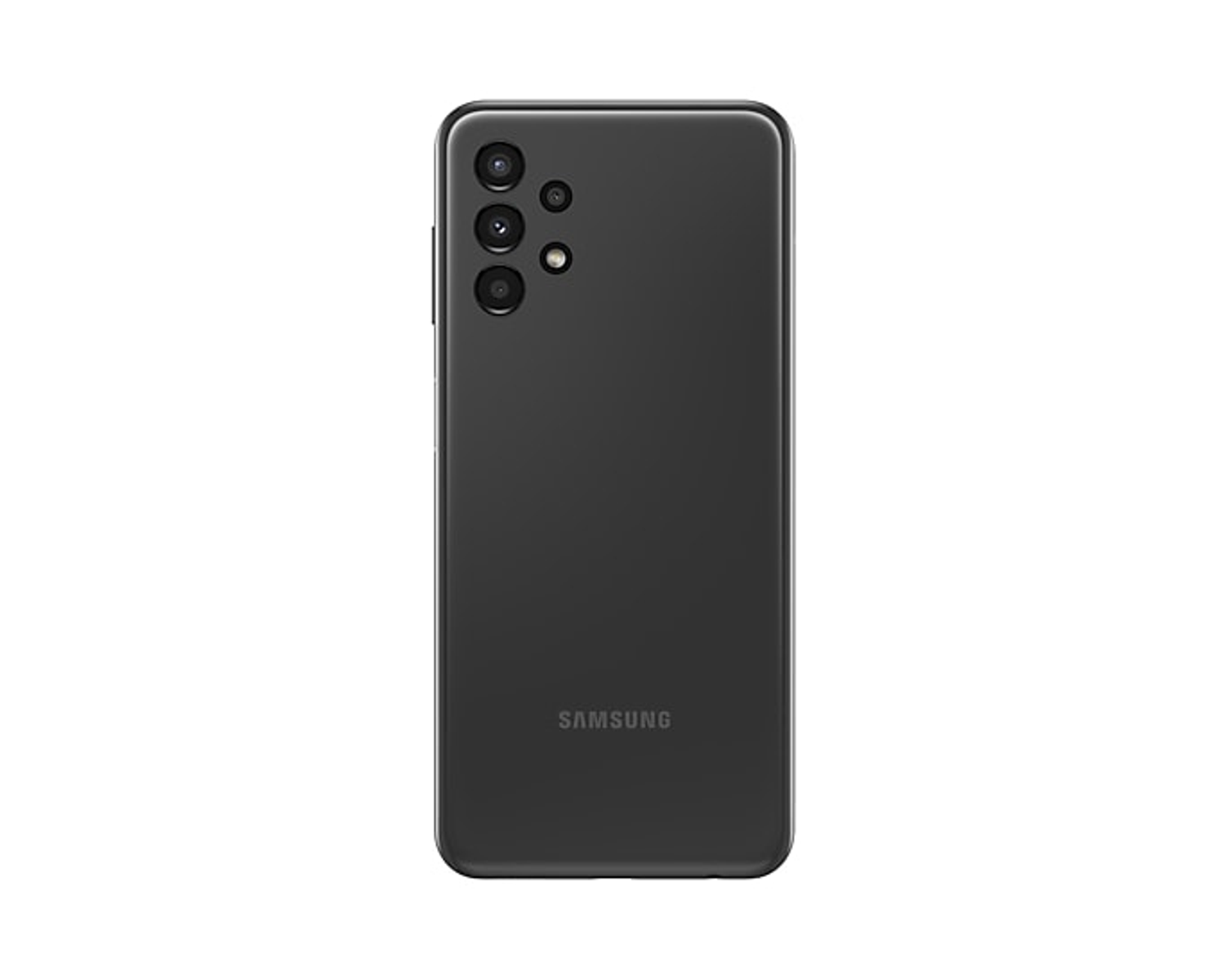 Retro di un telefono Samsung nero, con tre fotocamere e il logo Samsung.