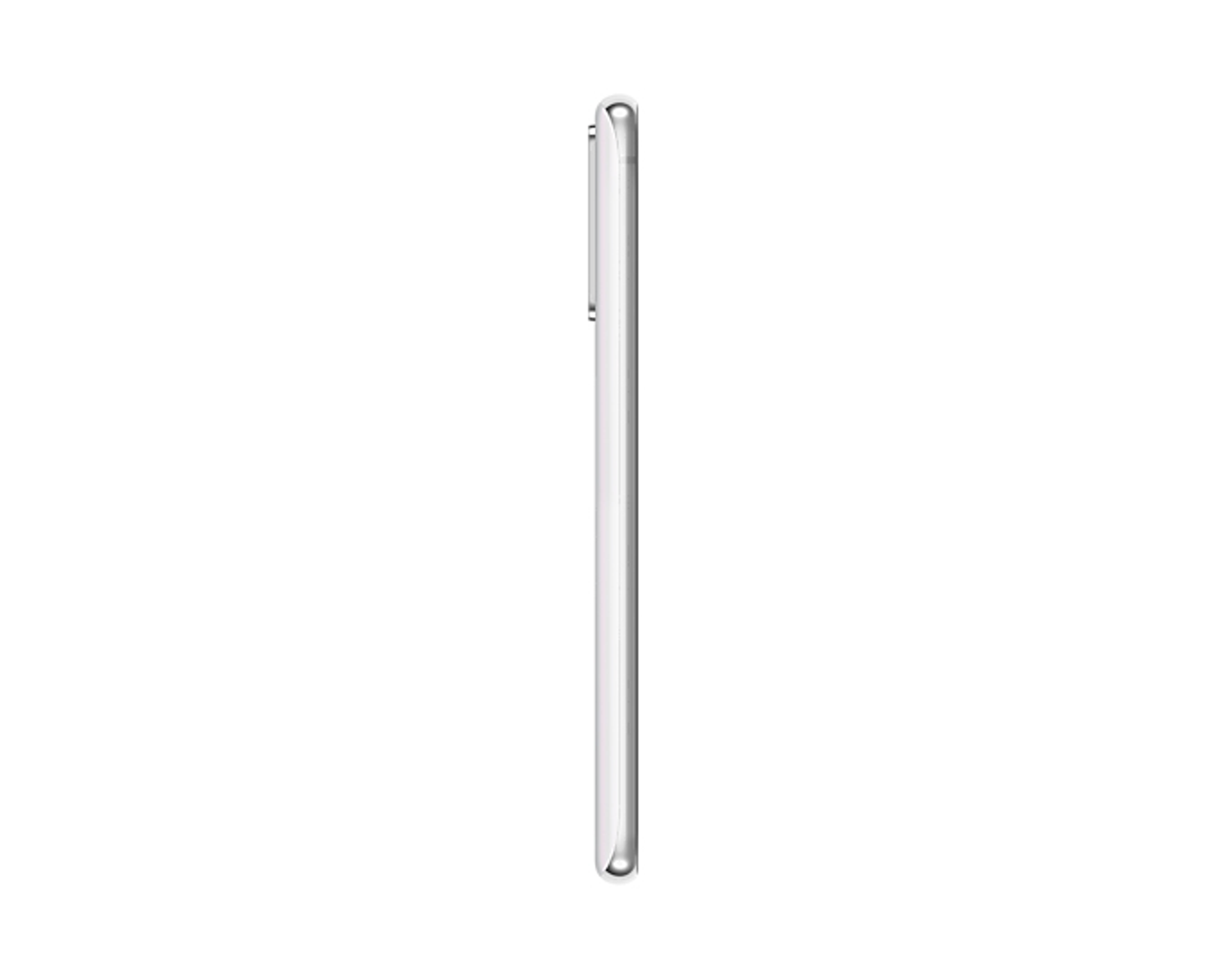 Seitenansicht eines weißen Telefons. Sauberes und minimalistisches Design.