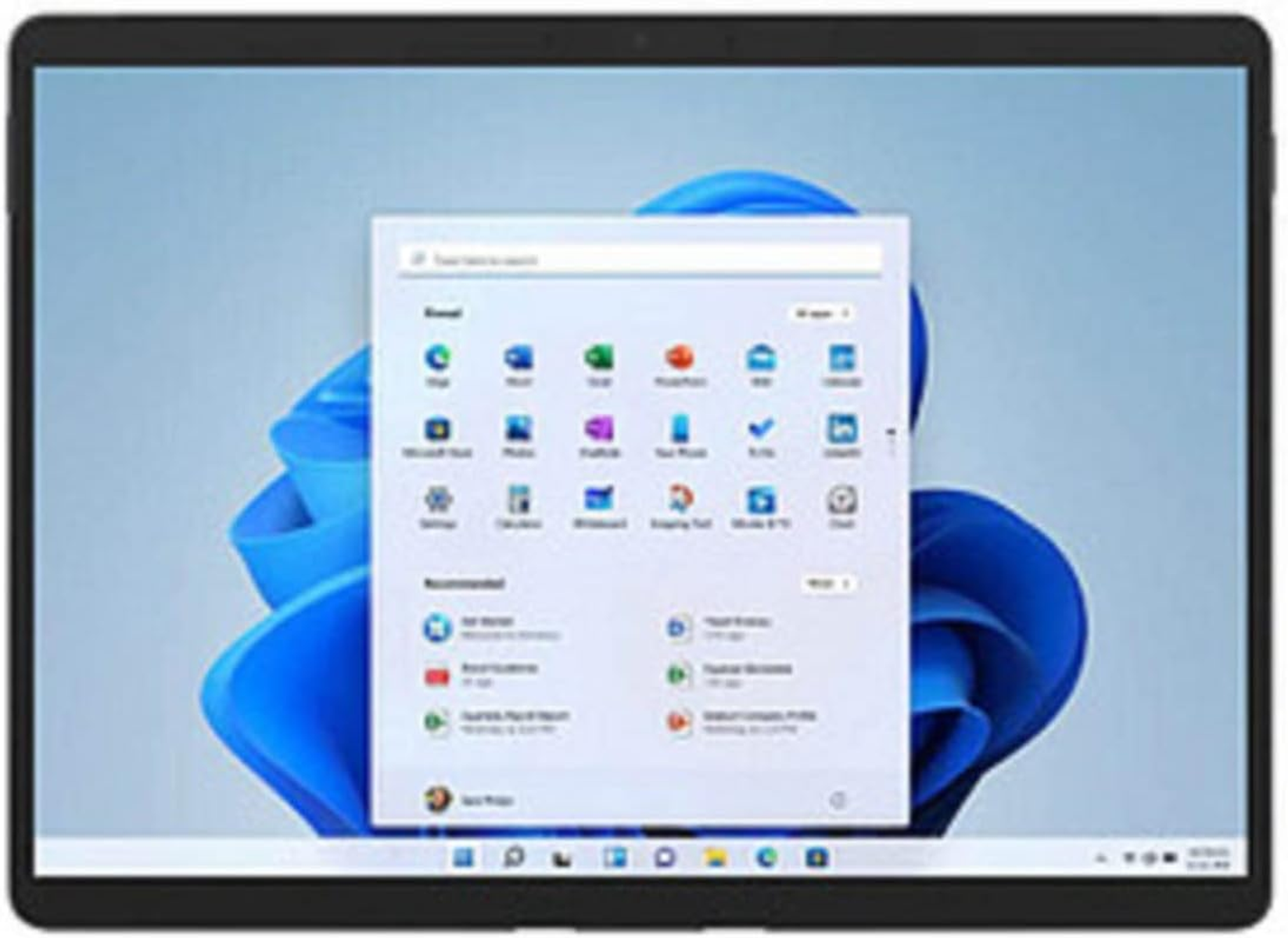 Ein Tablet, das eine Windows 11-Oberfläche anzeigt. Der Hintergrund ist weiß.
