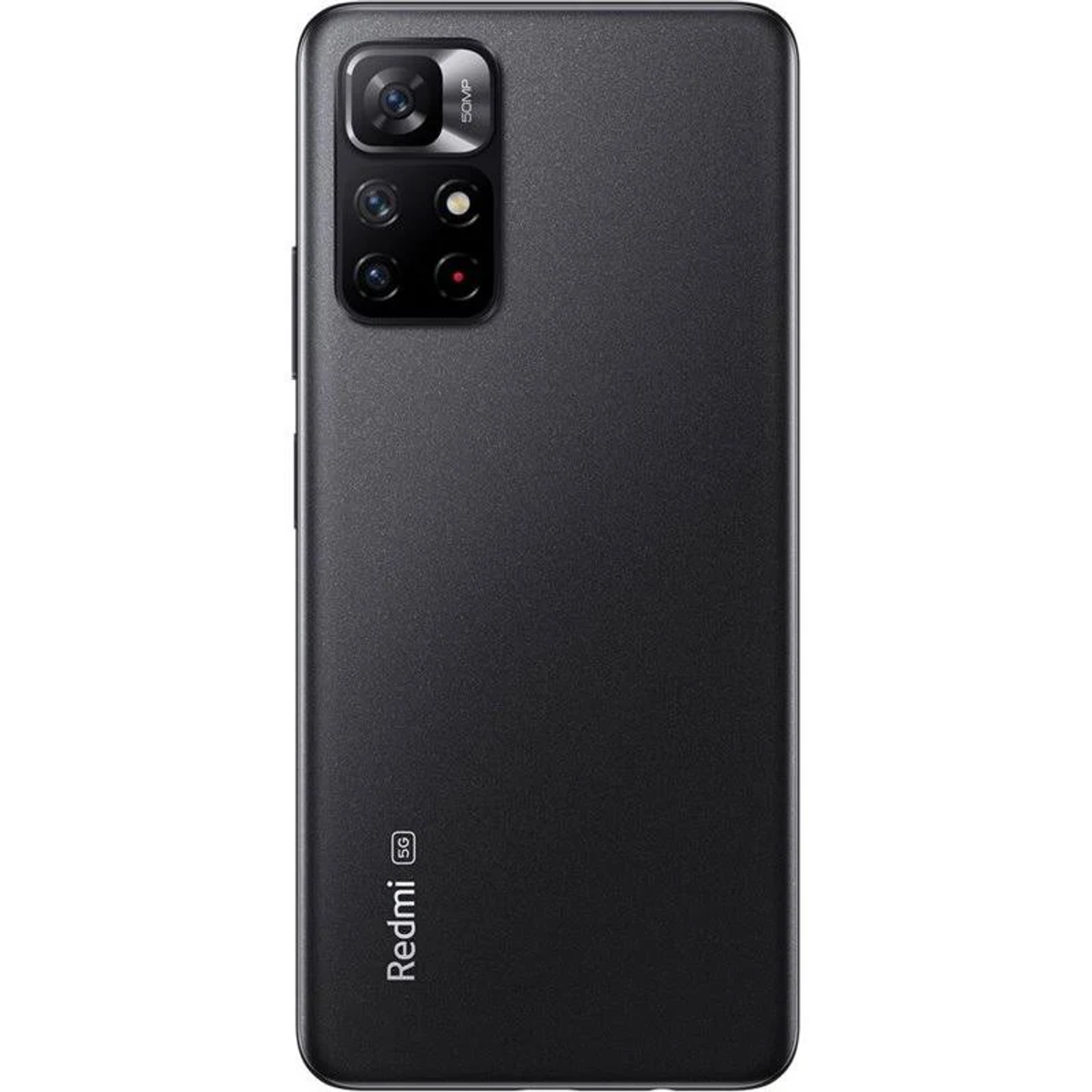Czarny telefon z wieloma aparatami i logo Redmi.