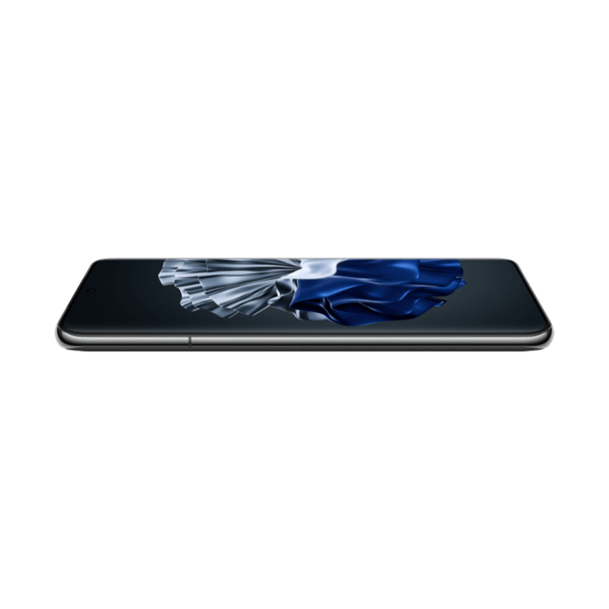 Smartphone mit blauem und weißem Bildschirmdesign.