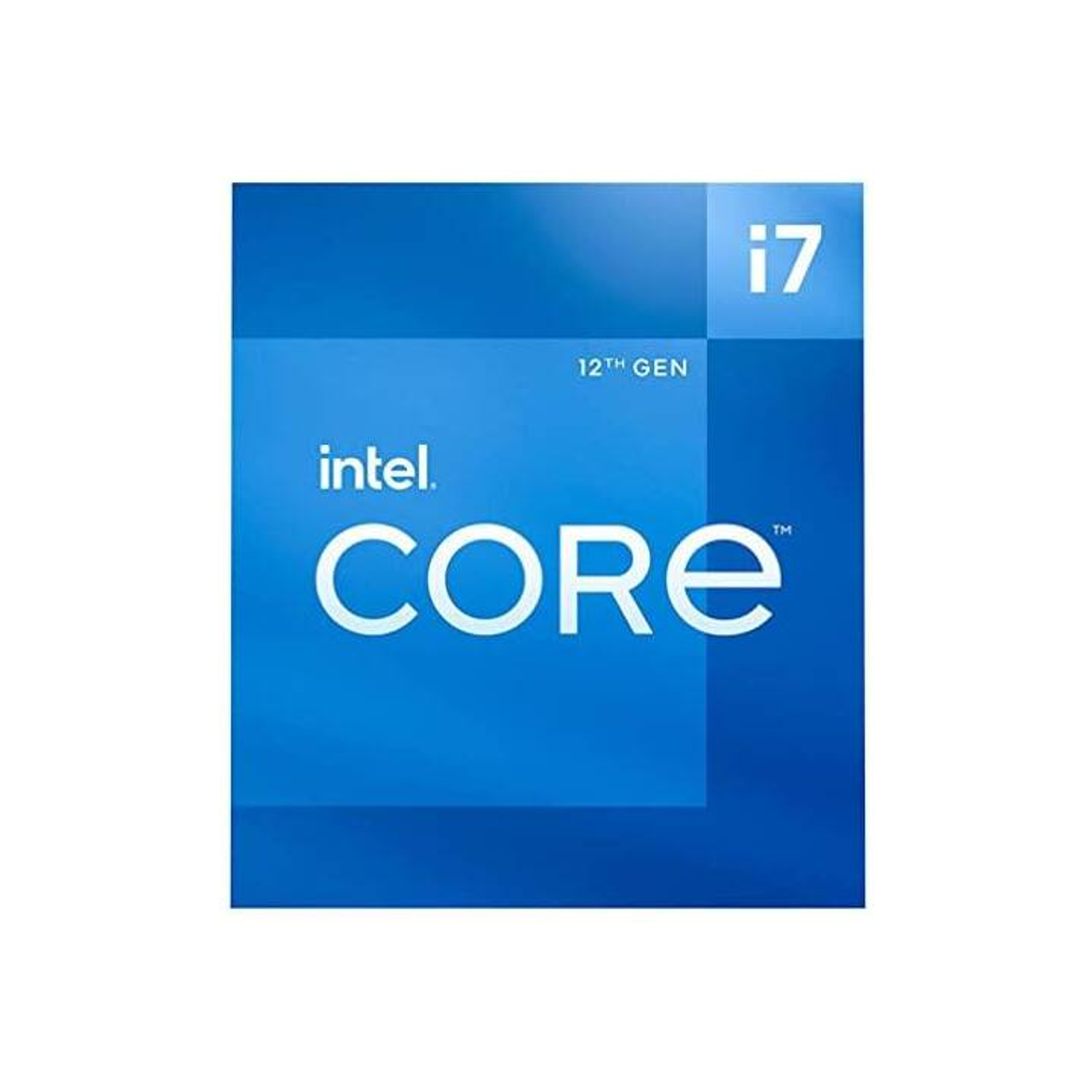 Eine blau-weiße Box mit dem Intel Core i7 Logo.