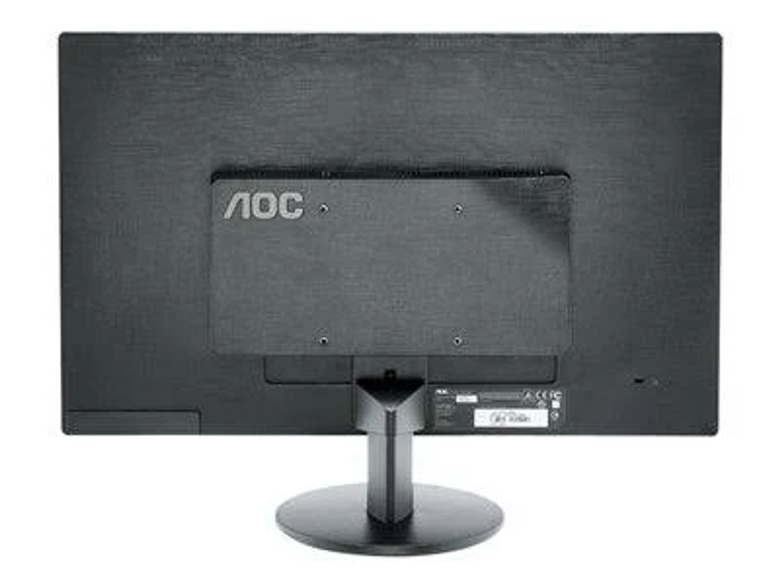 Vista posteriore di un monitor per computer nero con logo AOC e supporto.