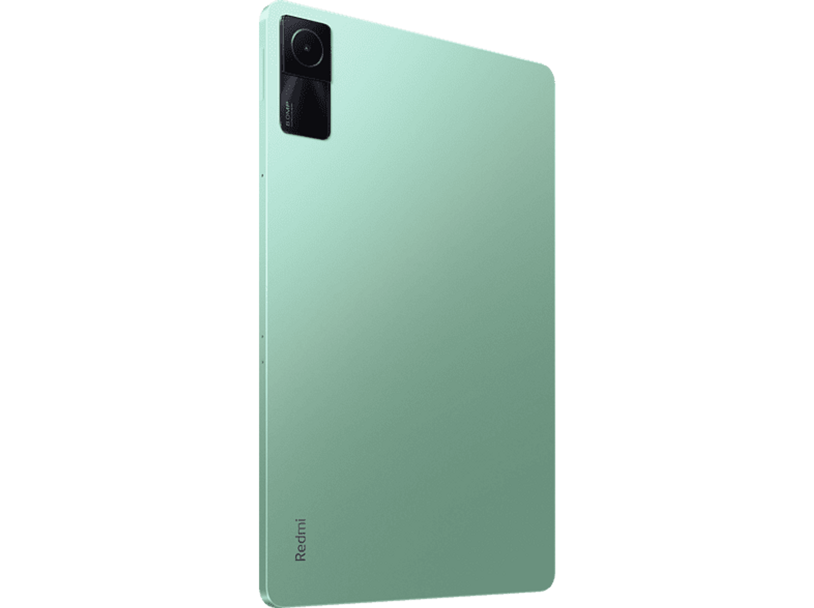 Zielony tablet na czarnym tle z aparatem w lewym górnym rogu.