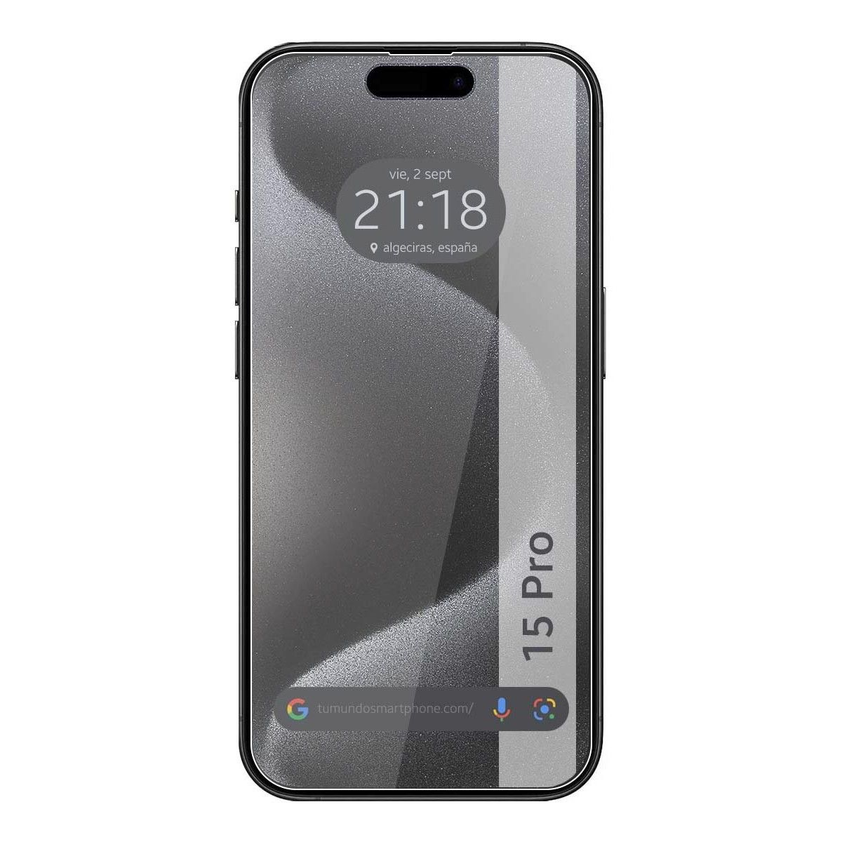 Uno smartphone nero con schermo digitale che mostra data e ora.