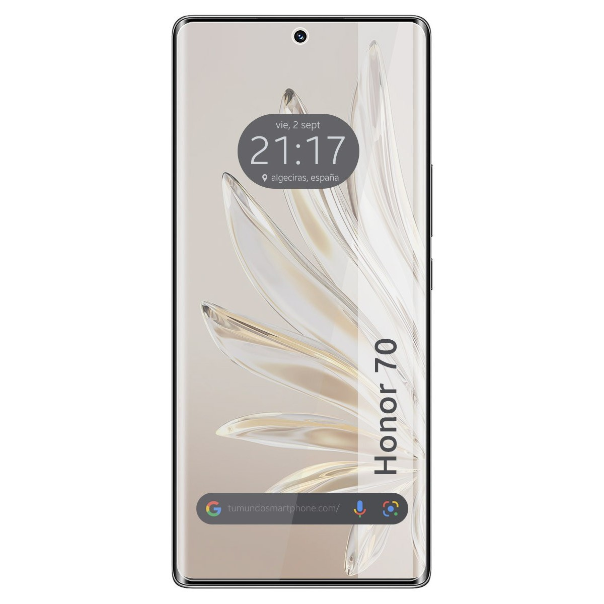 Un smartphone con protector de pantalla aplicado. Se muestra la hora.