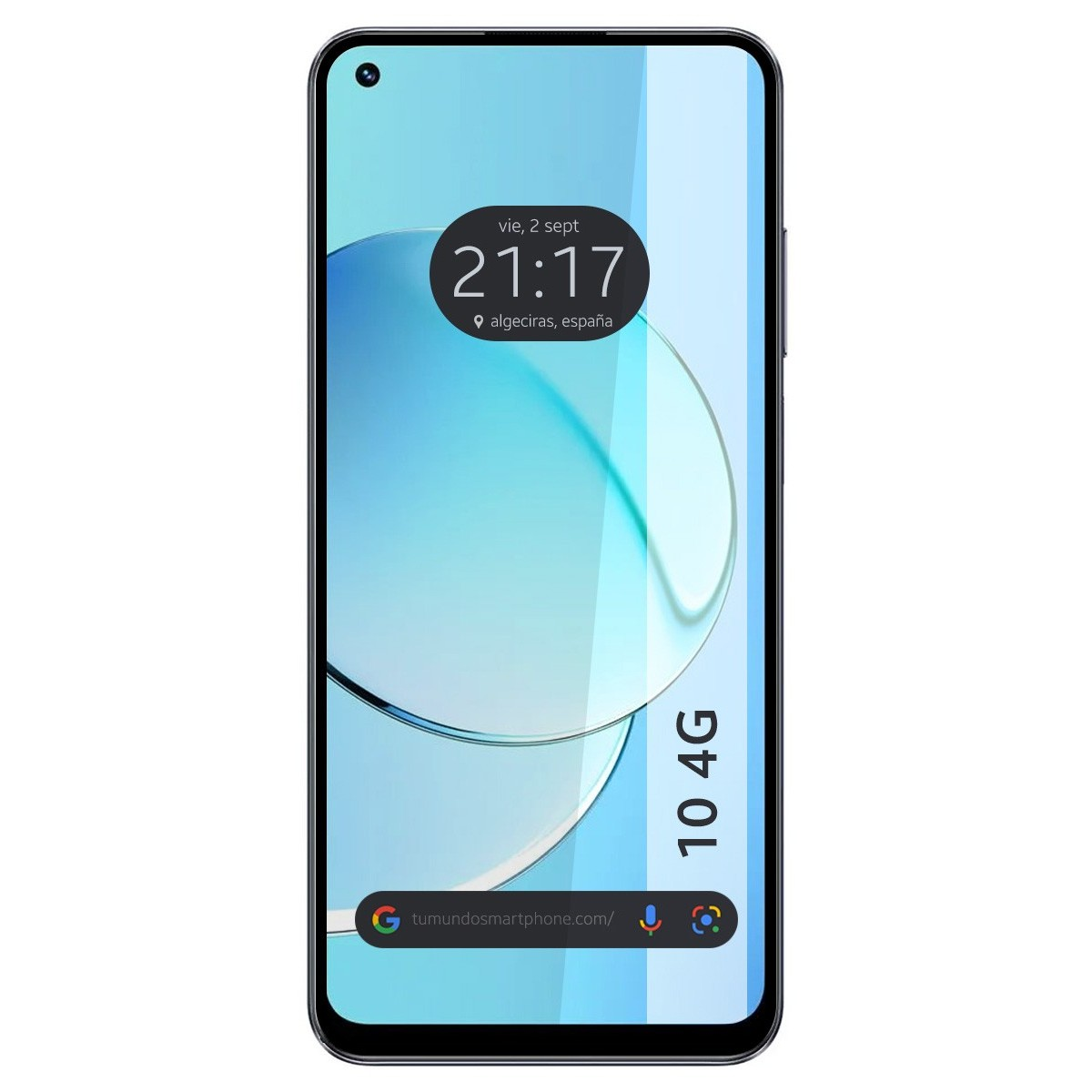 Teléfono. La hora es 21:17, Algeciras, España. Texto 10 4G.