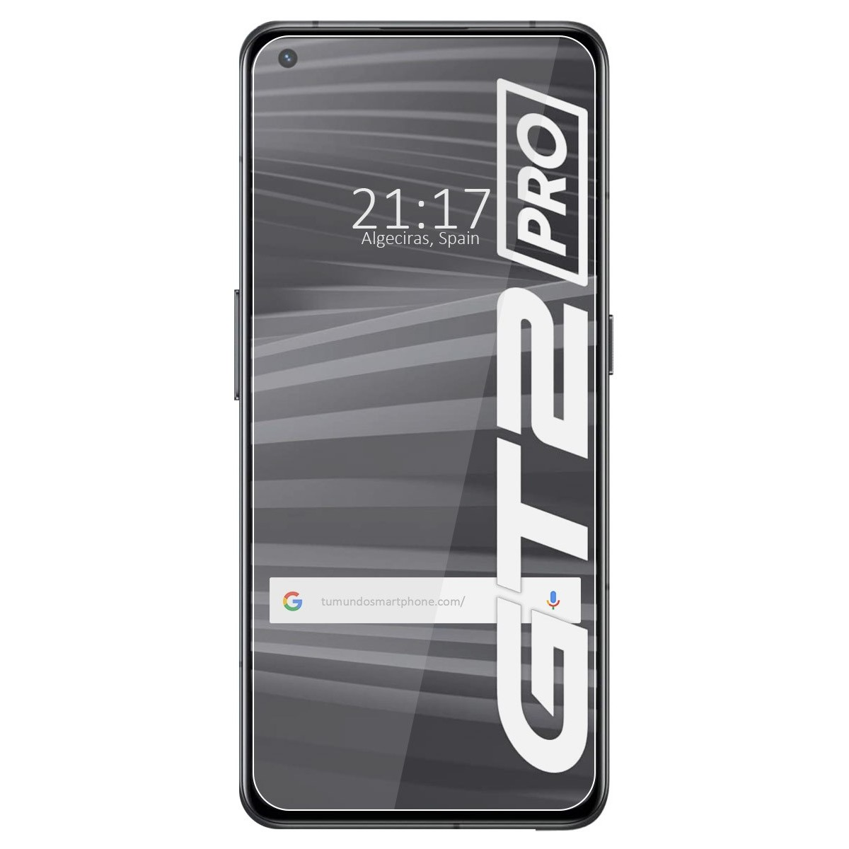 Pantalla de smartphone con hora y fecha. Se muestra un protector borroso.