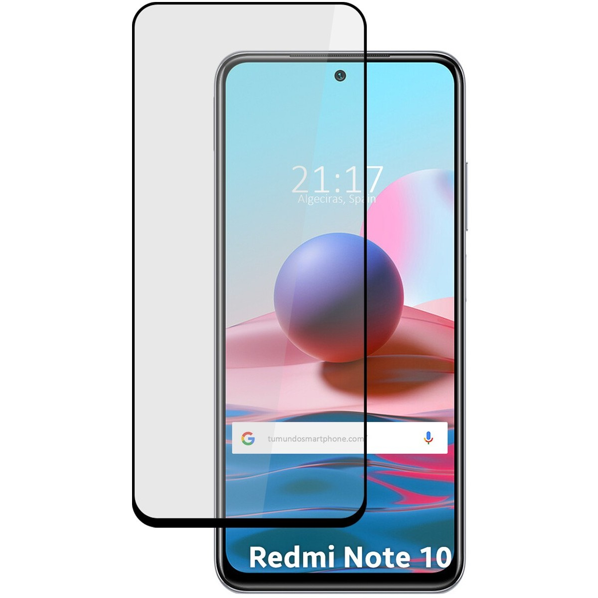 Smartphone con protezione, mostra l'ora, Algeciras, Spagna, e 'Redmi Note 10'.