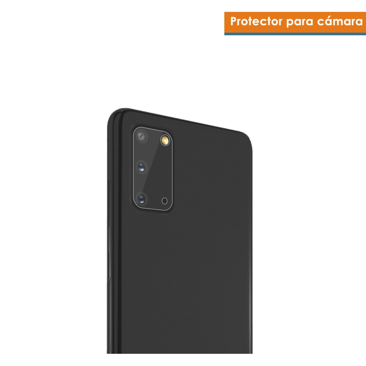 Telefono nero con rialzo fotocamera. Il proteggi fotocamera è sopra. È un telefono nero.