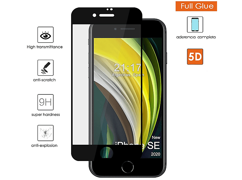 Protector pantalla móvil - Iphone SE 2020 TUMUNDOSMARTPHONE, Apple, Iphone  SE 2020, Cristal Templado 5D