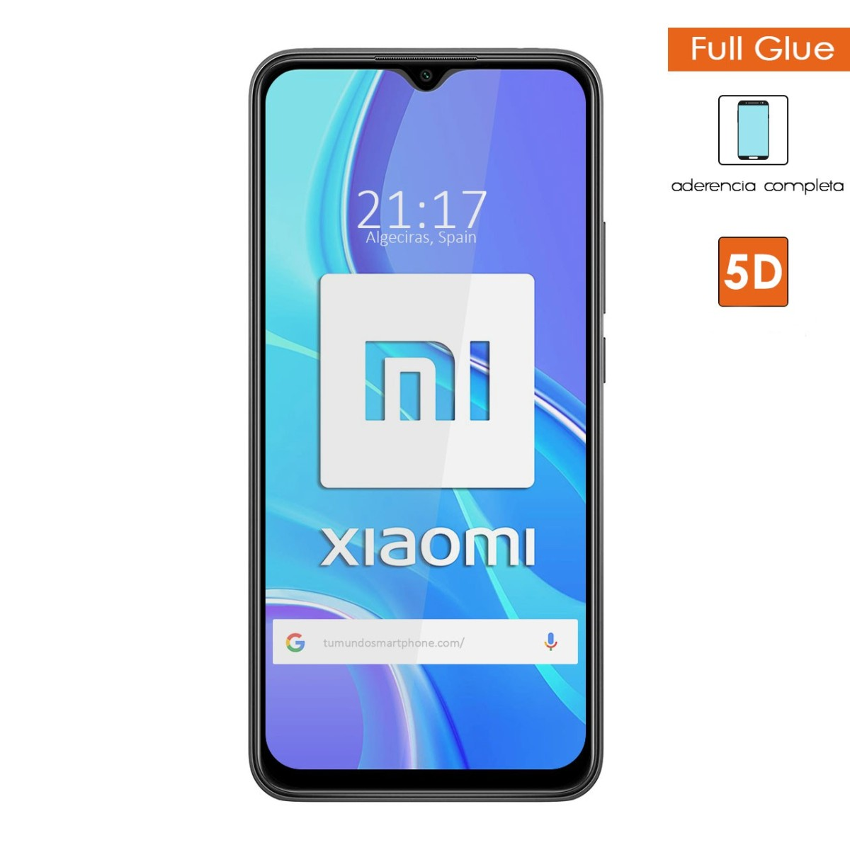 Uno smartphone Xiaomi mostra il logo Xiaomi. L'ora è 21:17.