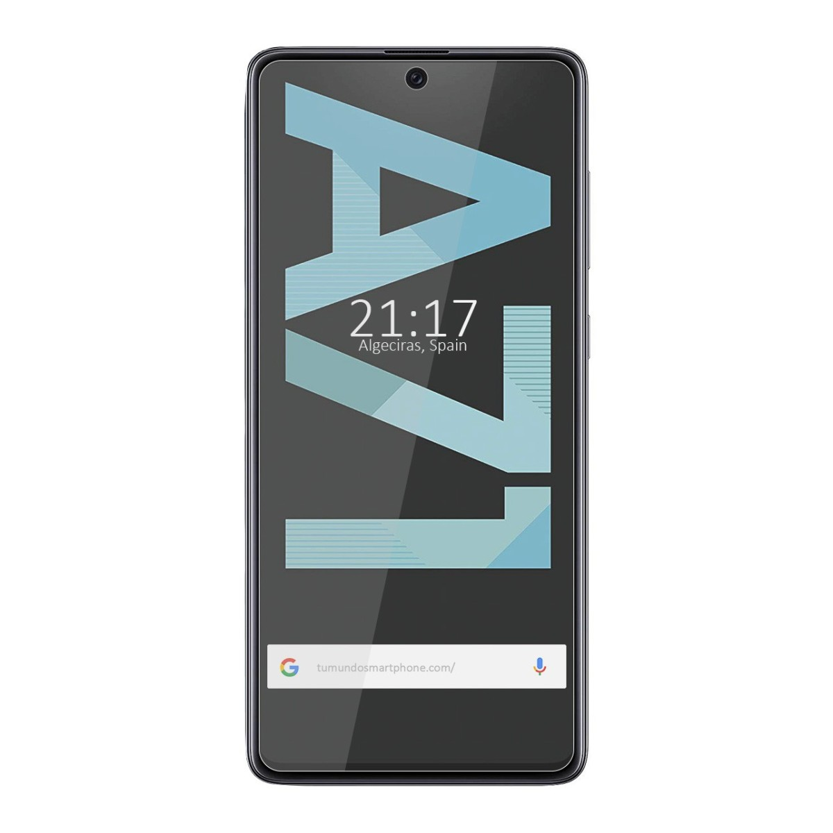 Smartphone nero con la scritta 'Lava' sullo schermo. L'ora è visualizzata in alto.