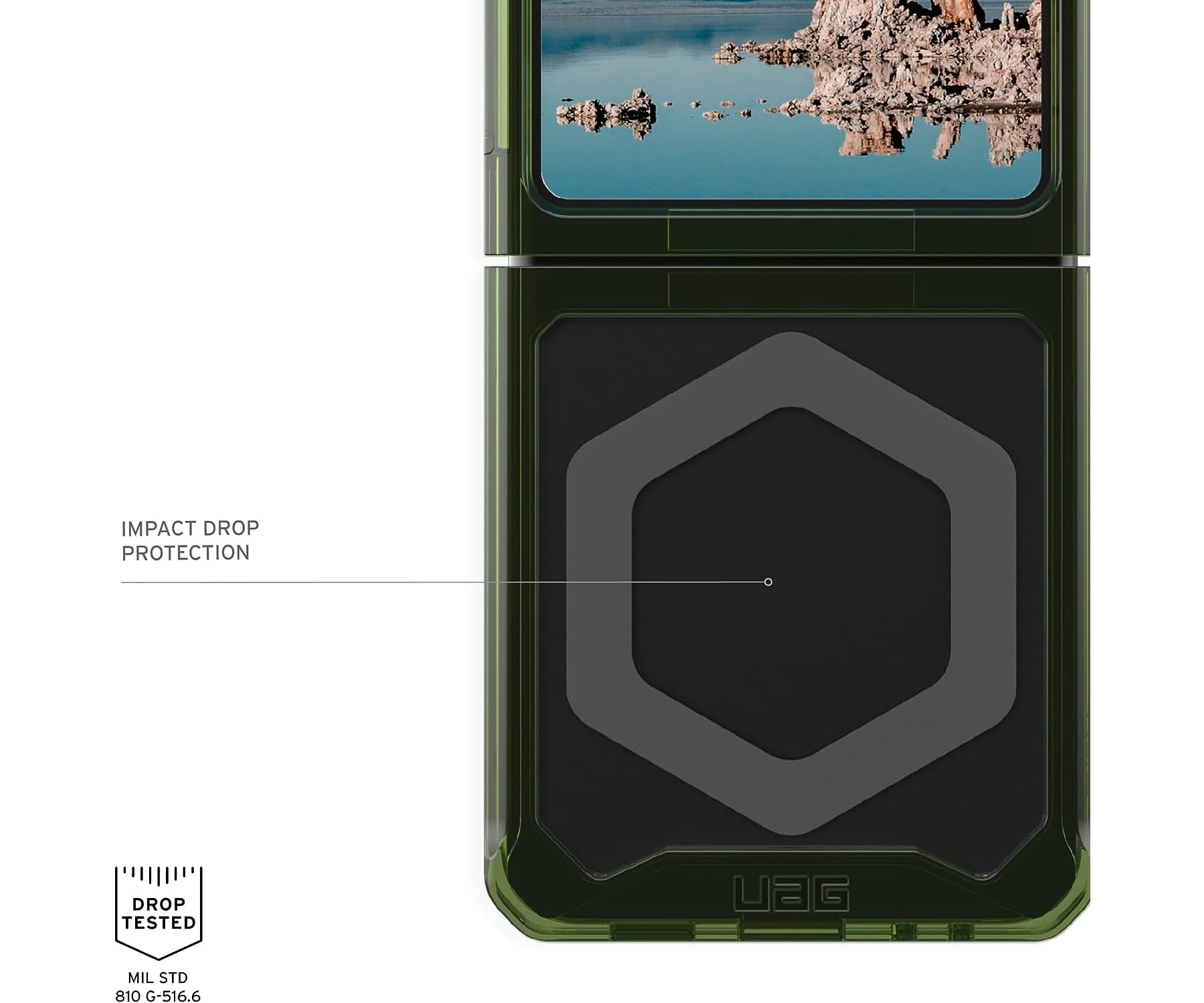 URBAN ARMOR GEAR Galaxy 5G, Samsung, Pro, Z Plyo (transparent) Flip5 grau / olive space Backcover