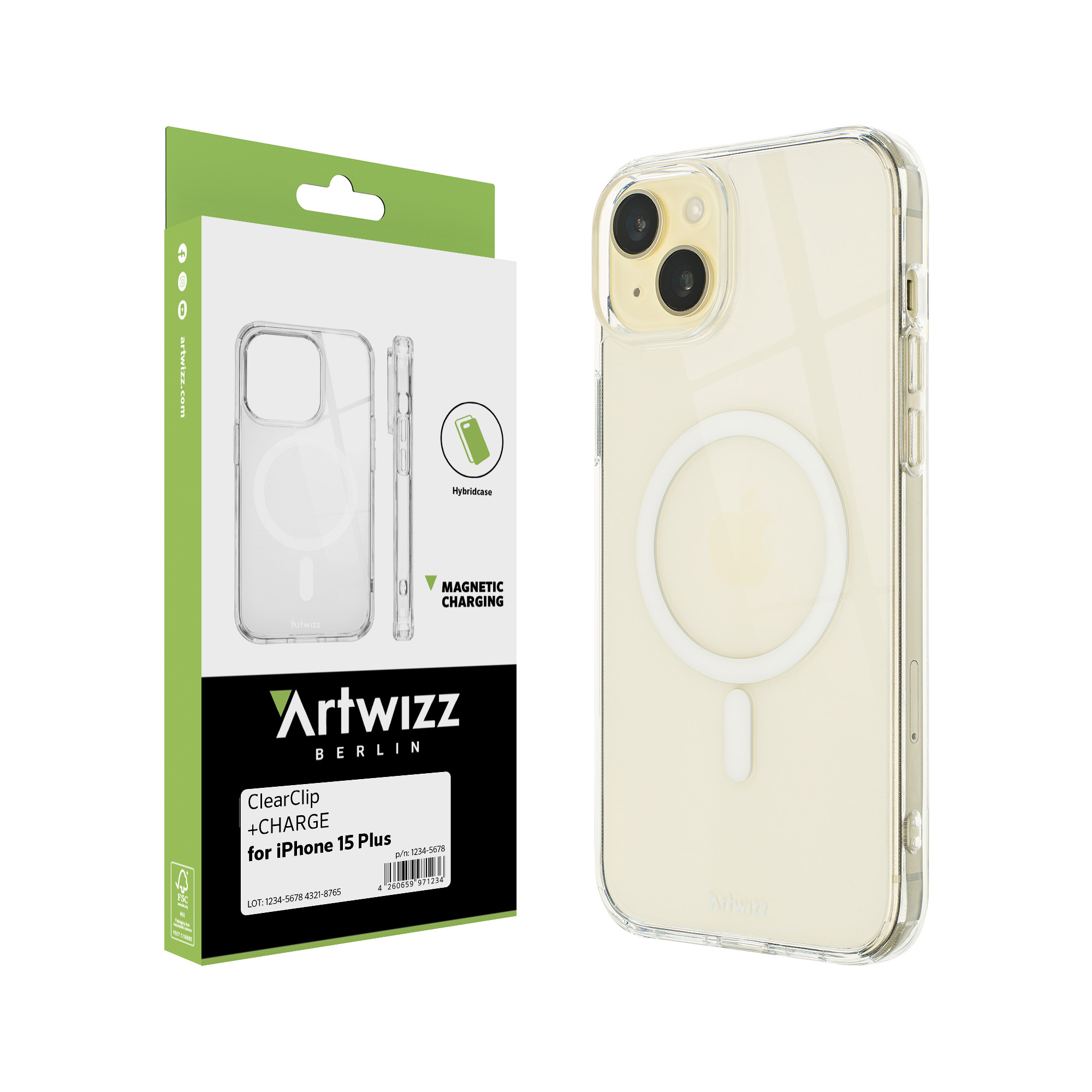 ARTWIZZ ClearClip +CHARGE, iPhone 15 Plus, Bumper, Transparent Apple