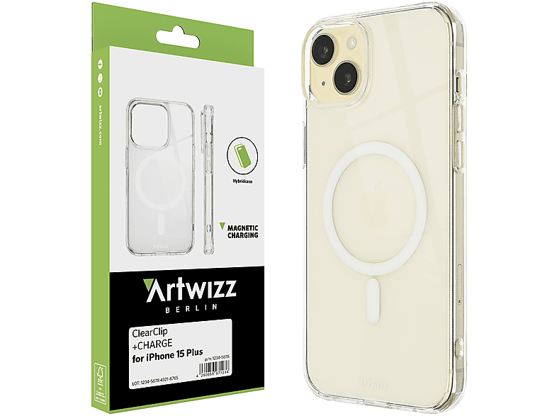 ARTWIZZ ClearClip +CHARGE, Bumper, Apple, iPhone 15 Plus, Transparent