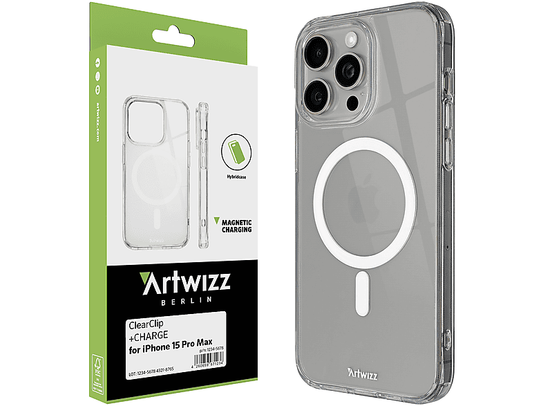 ARTWIZZ ClearClip +CHARGE, Bumper, Apple, iPhone 15 Pro Max, Transparent