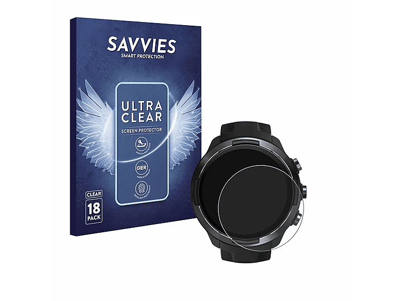 SAVVIES 18x klare Schutzfolie(für Suunto 9) | Smartwatch Schutzfolien & Gläser