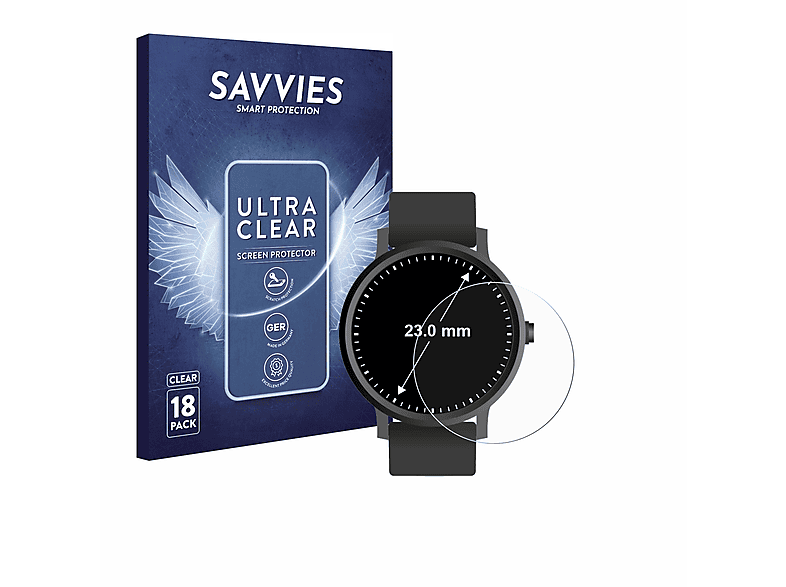 SAVVIES 18x klare Schutzfolie(für Universal Kreisrunde Displays (ø: 23 mm))