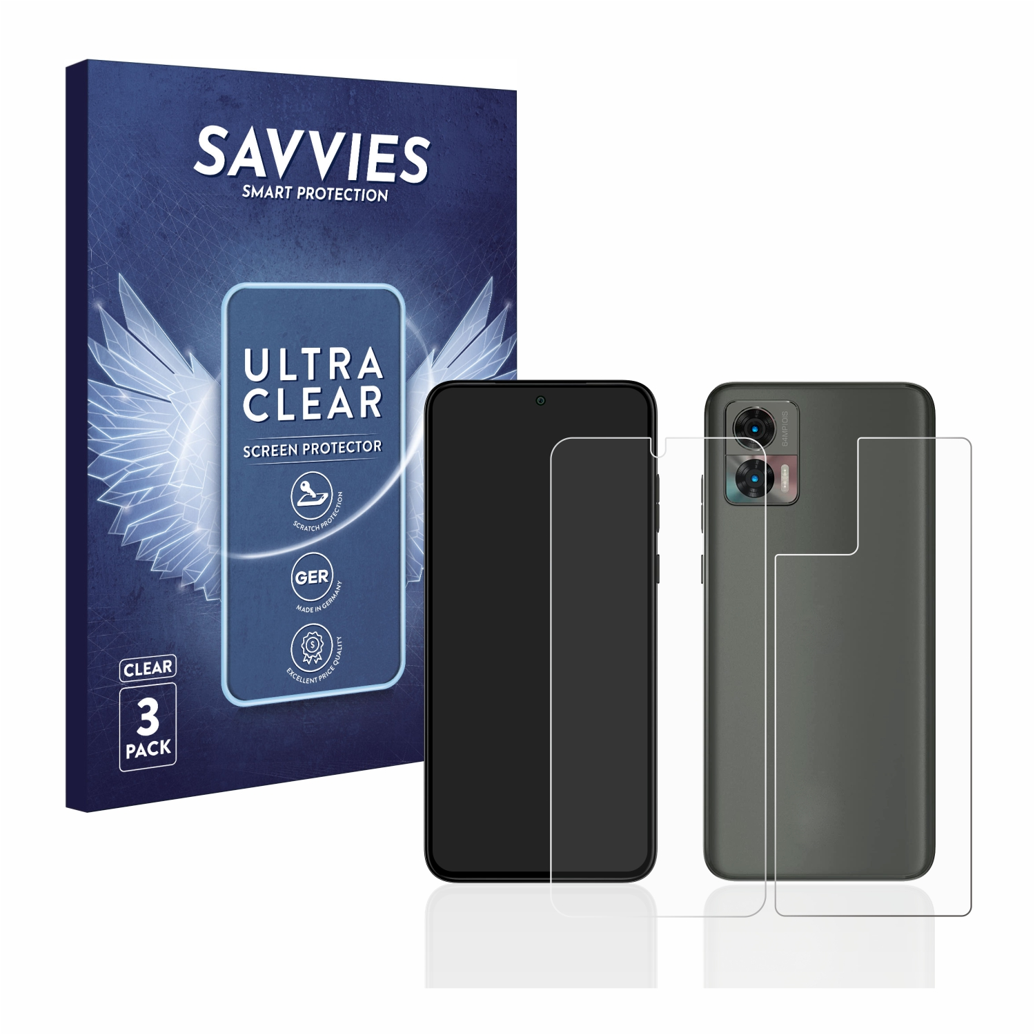 30 SAVVIES Edge Schutzfolie(für Motorola Neo) 6x klare