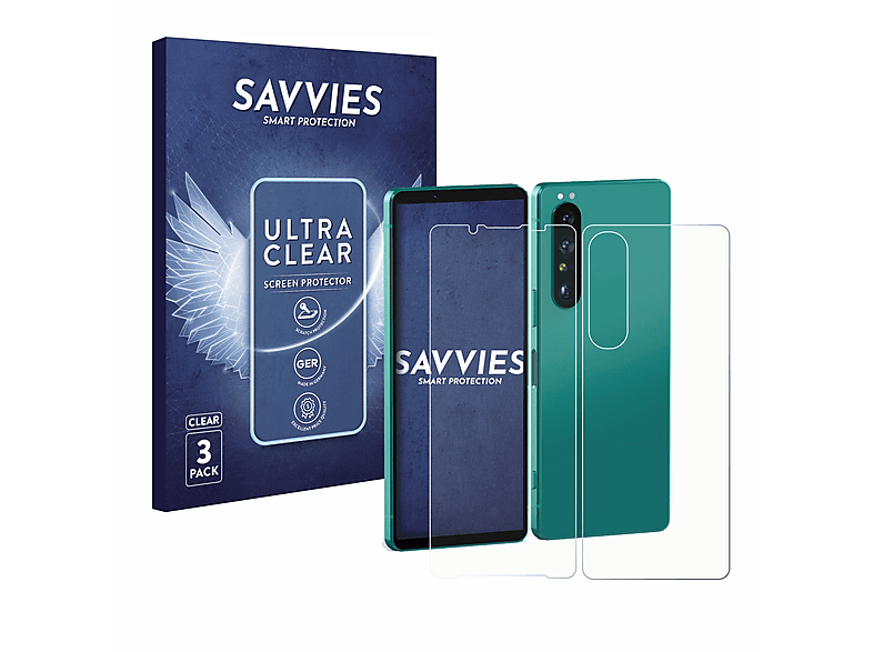 SAVVIES 6x klare Schutzfolie(für V) Xperia 1 Sony