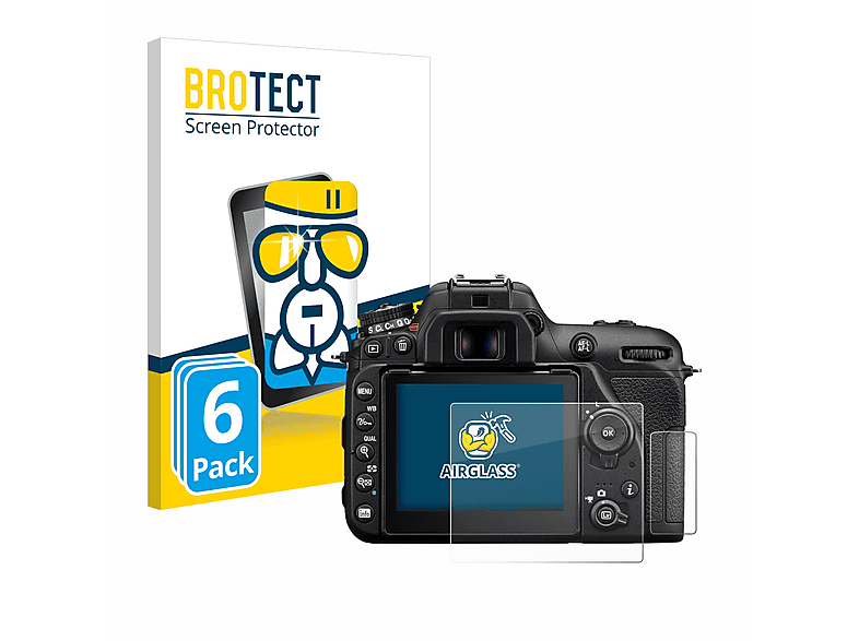 BROTECT 6x Airglass klare Schutzfolie(für Nikon D7500)