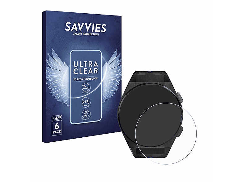 SAVVIES 6x klare Schutzfolie(für Bugatti Ceramique Titane Edition) | Smartwatch Schutzfolien & Gläser