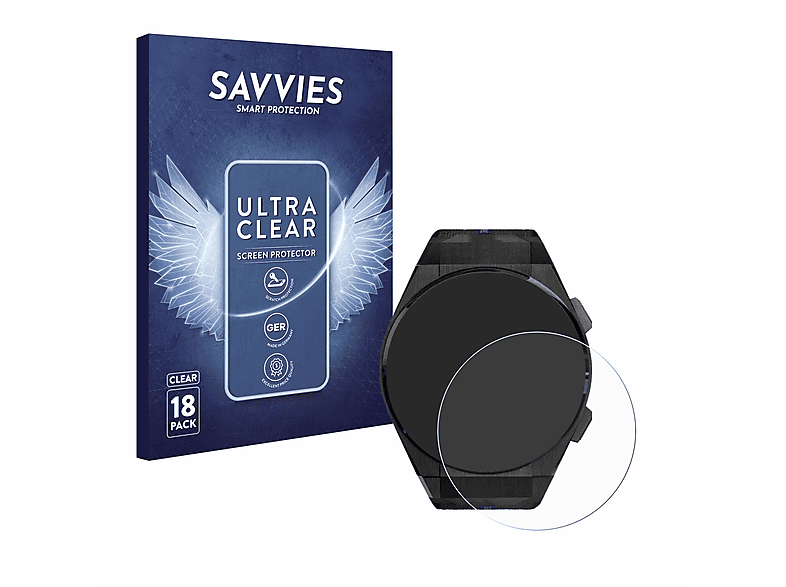 SAVVIES 18x klare Schutzfolie(für Bugatti Ceramique Titane Edition) | Smartwatch Schutzfolien & Gläser