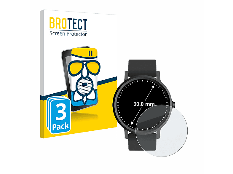 BROTECT 3x Airglass matte Schutzfolie(für Universal Kreisrunde Displays (ø: 30 mm)) | Smartwatch Schutzfolien & Gläser
