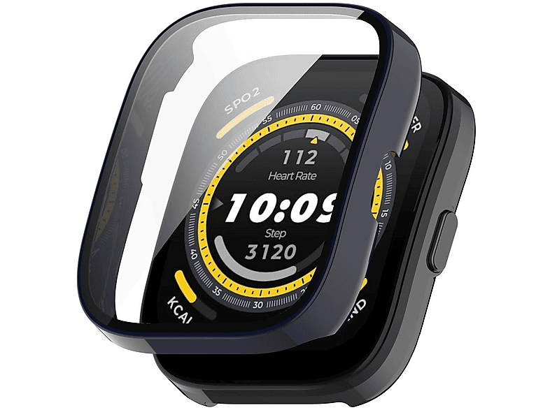 WIGENTO Kunststoff Smart Watch 5) Amazfit Glas Watch Schutz Hülle mit Bip H9 Hülle(für