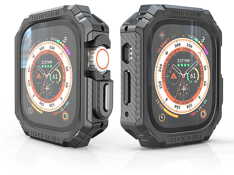 WIGENTO Shockproof Design Hülle Smartwatchhülle(für Apple Watch Ultra 1 + 2 49mm)