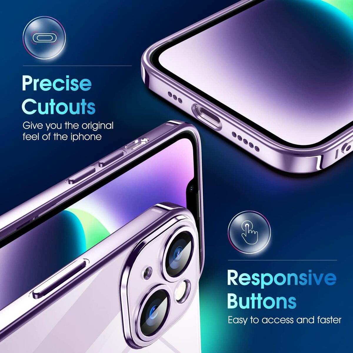 BAKER Schutzfolie 1 14 Plus Glas iPhone iPhone 14 , TPU Apple Hülle(für Schutz und Stück Panzer und 3 Handyhülle für Plus)