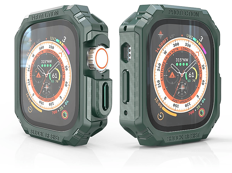 WIGENTO Shockproof Design Hülle Smartwatchhülle(für Apple Watch Ultra 1 + 2 49mm)