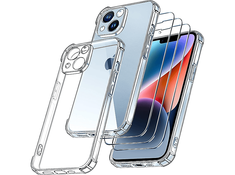 BAKER 3 Stück Panzerglas Sichtschutz Schutzfolie für iPhone 15 Plus ,und 1 TPU Handyhülle Schutzfolie und Hülle(für Apple iPhone 15 Plus)