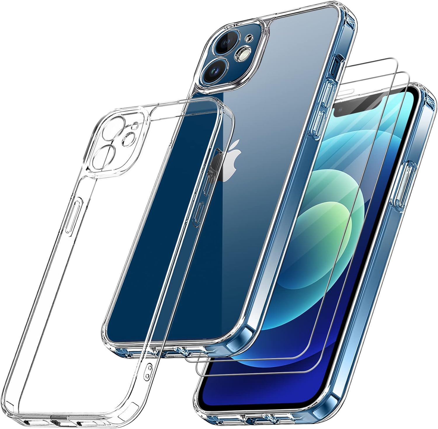 Schutz Hülle(für Handyhülle iPhone TPU BAKER 12 Schutzfolie iPhone 1 Glas Panzer für Apple Stück und 2 , 12) und