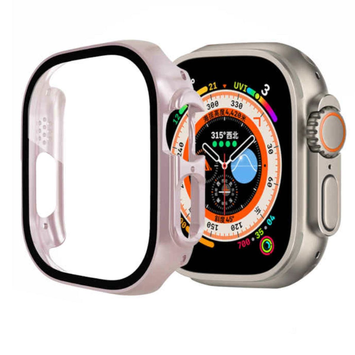 WIGENTO 2 in 1 360 49mm) + Smartwatchhülle(für Hart H9 1 Grad Glas Panzer 2 Ultra Apple + Watch Folie Hülle
