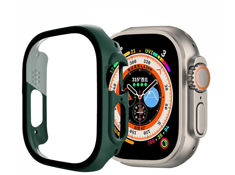 WIGENTO 2 in 1 360 Grad Hülle + H9 Hart Glas Panzer Folie Smartwatchhülle(für Apple Watch Ultra 1 + 2 49mm)