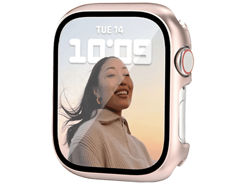 WIGENTO 2 in 1 Schock Design Hülle + H9 Hart Glas Smartwatchhülle(für Apple Watch Series 9 8 7 41mm / 6 SE und 2023 2022 5 4 40mm)